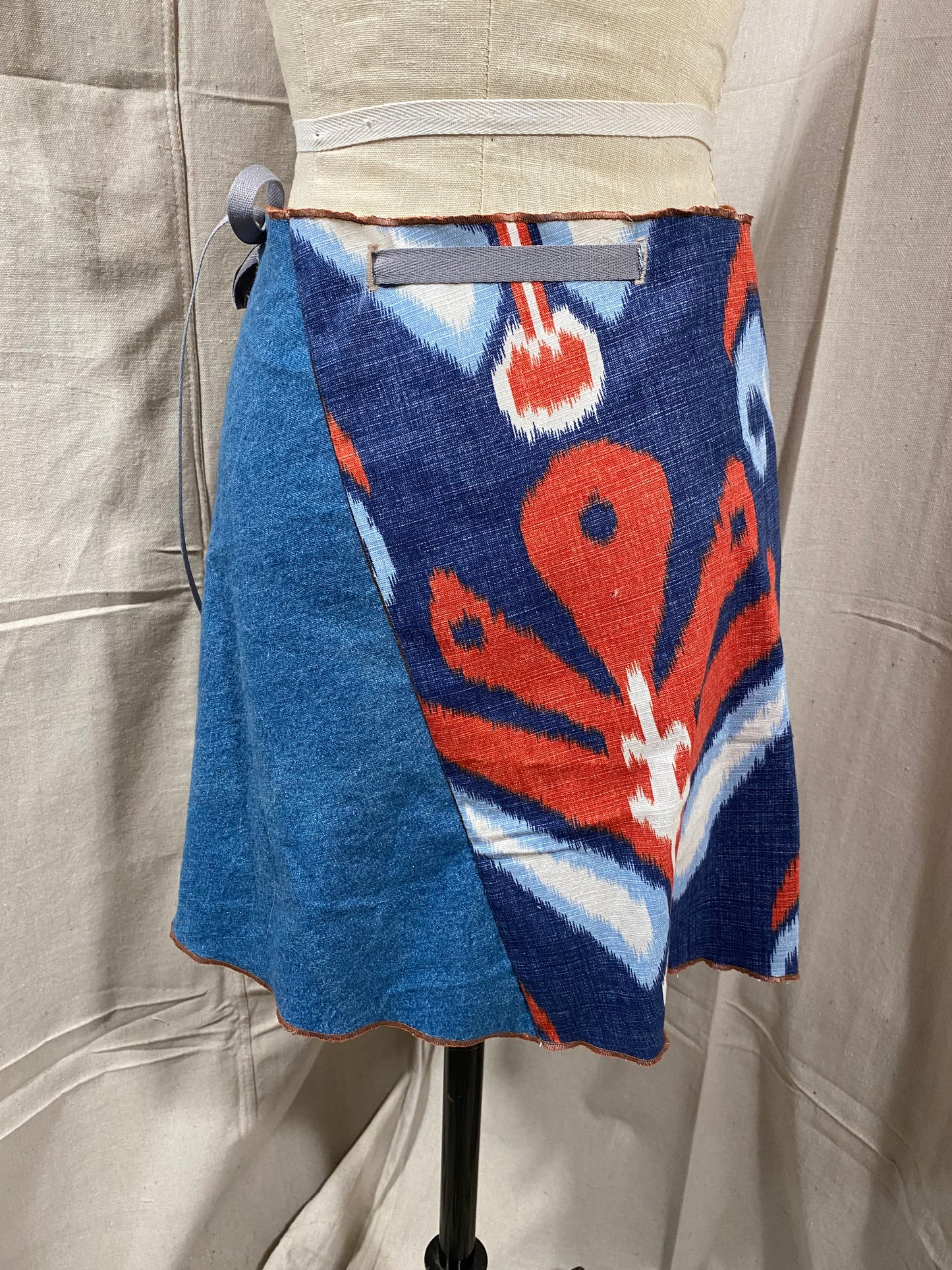 Ikat Blue and Orange CharleyGirl Wrap skirt