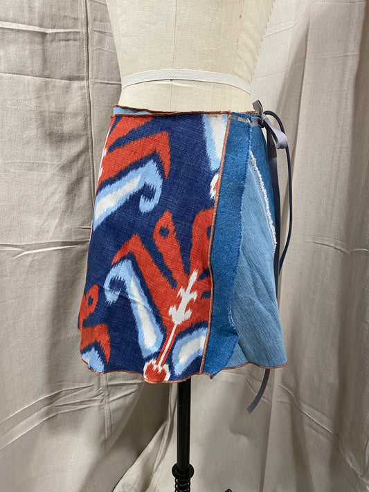 Ikat Blue and Orange CharleyGirl Wrap skirt