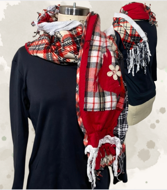 Flannel Red Birdie Scarf