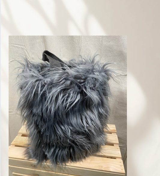 Smaller Gray Furry Tote Bag